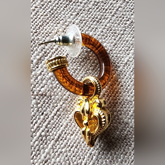 Vintage faux amber earrings and necklace set. 1990's - Picture 4 of 5